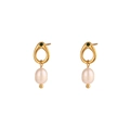 Minimalistische Goldohrringe mit grünen Edelsteinen und natürlichen weißen Perlen - Gold (Mini-Süßwasserperle & Grüner Strass)