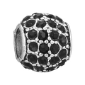 Silver bead charm with black rhinestones for DIY bracelets and necklaces jewelry - Pave Rhinestone Ball