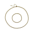 Close-up of gold-plated stainless steel beaded necklace and bracelet jewelry set - Gold Jewelry Set