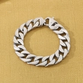 Silver stainless steel Cuban link bracelet for men and women with large lobster clasp - Brushed Steel (KB27114-D)