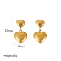 Golden double heart drop earrings in 18K gold finish with size and weight details - Golden Thick Double Heart Style (TE6934)