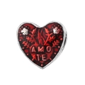 Silver heart pendant charm with red enamel finish and Amo Te engraving for bracelets - Dark Red Heart Pendant (AMO TE Engraving)