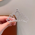 Silver rhinestone crown hair comb for girls featuring sparkling heart-shaped crystals - Style 1