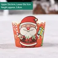 Moldes rojos para cupcakes de Navidad con diseño de Papá Noel, set de 50 de papel antigrasa - Moldes de Papá Noel / 50 Piezas