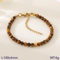 Tiger eye beaded bracelet with gold lobster clasp and extension chain length 190x4mm - Style 1 Golden Tiger Eye (KB207119-Z)