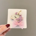 Pink unicorn hair clip for girls with glitter sequins and soft organza bow detail - Pink Bow Tie Unicorn