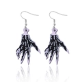 Pendientes de mano de esqueleto de Halloween en acrílico púrpura y negro con gancho - Mano de Fantasma