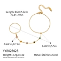 Detailed view of stainless steel finger bracelet with multi-color zircon stones in gold finish - Multi-Colored Zirconia Slave Bracelet (YYB025028)