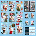 Christmas static window stickers featuring cartoon cats with snowflakes and holiday trees - Christmas Cartoon Cat (SKJD2340) / 20x30cm (9 Sheets)