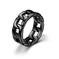 Close-up detail of black Cuban chain link ring with matte finish for men's hip-hop style. - Size 6 / Black