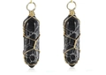 Natürlicher schwarzer Howlith-Sechskantanhänger mit goldener Drahtwicklung im Boho-Stil - Halskette mit Anhänger / Schwarzer Türkis