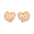 Elegante goldfarbene Herz-Ohrstecker mit zartrosa Emaille-Inlay für Damen stilvoll - 2# Lila Rosa