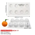 White 8-cavity orange shape silicone mold for mousse cakes and handmade soap making - 8 Cavity Orange MCM-117