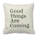 Moderner cremeweißer Kissenbezug mit grünem 'Good Things Are Coming' Aufdruck - 45cm Kissenbezug / 2310-3/Gute Dinge Englisch