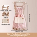 Pink floral waterproof kitchen apron with hand-wipe pocket and ruffle detail - Pink Princess Apron - Hand-wipe Style