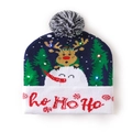 Navy Christmas knitted beanie with LED lights, snowman patterns and ho ho ho text - Long Nose Christmas Hat
