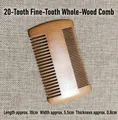 Single-piece wooden beard comb with 20 dense teeth, measuring 10x5.5 cm for grooming - Pear Wood / 20-Teeth Pear Wood Natural Color Fine Comb / Natural Wood Color