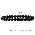Black 6mm natural agate bead stretch bracelet with a 19cm circle length for women - Obsidian (FD6819) / 6mm/19cm