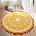 Tappeto da bagno assorbente a semicerchio con motivo a fetta d'arancia giallo e arancio - 80*80cm / Estate arancia radiosa