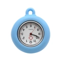 Blue medical silicone nurse fob watch with round white dial and quartz movement - Light Blue