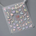 3D embossed nail stickers in macaron pastel colors with butterfly and swan designs - Style MN340F-New Relief(MN340F)