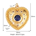 Gold-plated copper heart pendant with central blue gemstone and clear crystals - Blue Zircon Radiant Heart / Gold