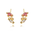 Three-stone marquise drop earrings with pink, yellow, and clear cubic zirconia in gold - E1625 Gold Multicolor Zircon 1