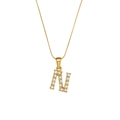 18K gold plated snake chain necklace with sparkling zircon crystal letter N pendant - Letter N