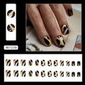 Unghie finte quadrate corte con motivo zebrato giallo e nero, set da 24 pezzi - Stile a Motivo Astratto in Contrasto Giallo Nero (W1238)