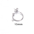 15mm silver stainless steel C-shaped hoop earring finding for jewelry making - 15mm / Steel