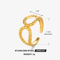 Adjustable golden stainless steel double-layered twisted rope ring with 1.7cm height - Water Drop Twisted Double Layer Open Ring / Gold