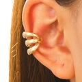Three-layer gold curved ear cuff in a polished finish for non-pierced ears - 02 KC Gold (3 Layers)