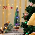Close-up of 28cm mini LED Christmas tree with snow-tipped needles and wooden base - 28cm Glowing Tree