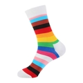 Vibrant rainbow striped cotton crew sock in multi-color horizontal pattern design - 957-Rainbow Stripes