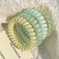 Spiral-Haargummis in Grün und Gelb mit Glitzer-Effekt, 4er-Set für Pferdeschwanz - 5# Apfel Serie