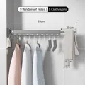 Gun grey wall-mounted folding drying rack with 9 windproof holes and 8 clips 85cm - Gun Grey (Upgraded 1-Fold/9 Holes 8 Clips)