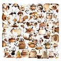 Cartoon forest animal stickers set featuring fox and owl in hand-drawn sketch style - Big Eyes Animals (YCK276) / 50 Sheets