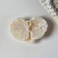 Pinza para el pelo de acetato blanco crema con perla y elegante textura de concha - 4# Blanco Leche