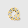 Golden micro-paved letter Q pendant accessory with white cubic zirconia crystals - Letter Q-Gold