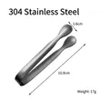 Polished 304 stainless steel sugar tong with SUS 304 engraving and 11cm length - 304 Stainless Steel 10.8cm Black