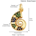 Pendentif cœur en laiton coloré avec zircons bleu et vert et mesures détaillées - Pendentif Incurvé de Pierre Gemme Bleue Verte