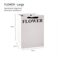 Large white paper flower gift bag with black FLOWER text and dimensions 42x32x32cm - Large FLOWER White 42*32*32