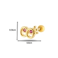 Orecchino in acciaio dorato con occhi di zircone rosso e chiusura a vite piercing - Stile 4 Occhio Infinito / Giallo Oro