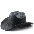 Cappello da cowboy vintage grigio scuro con trama in ecopelle e tesa larga - M(56-58cm) / Texture Marmo Grigio