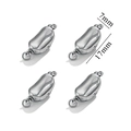 Detailansicht silberner Magnetverschlüsse aus Edelstahl für Schmuck im 4er-Set, 7x17mm - Mittel (1.2g)