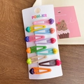 10-piece set of colorful jelly heart hair clips for girls on display card - Colorful Heart