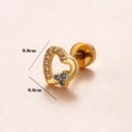 Clou d'oreille cœur en acier inoxydable 18K avec zircons bleus et blancs - Or 3#-Cœur Accent Bleu / Or