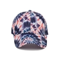 Rainbow tie-dye baseball cap in navy and coral pink with curved brim and 6-panel crown - Blue, Orange & White Spiral Tie-Dye (Color #12)