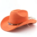 Détail d'un chapeau de cow-boy orange en daim avec bande tressée Main de Fatma - M(56-58cm) / Orange