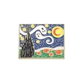 Broche esmaltado estilo Van Gogh con fantasmas de Halloween y calabazas en metal dorado - Estilo Fantasma Calabaza Halloween (QHXZ1341)